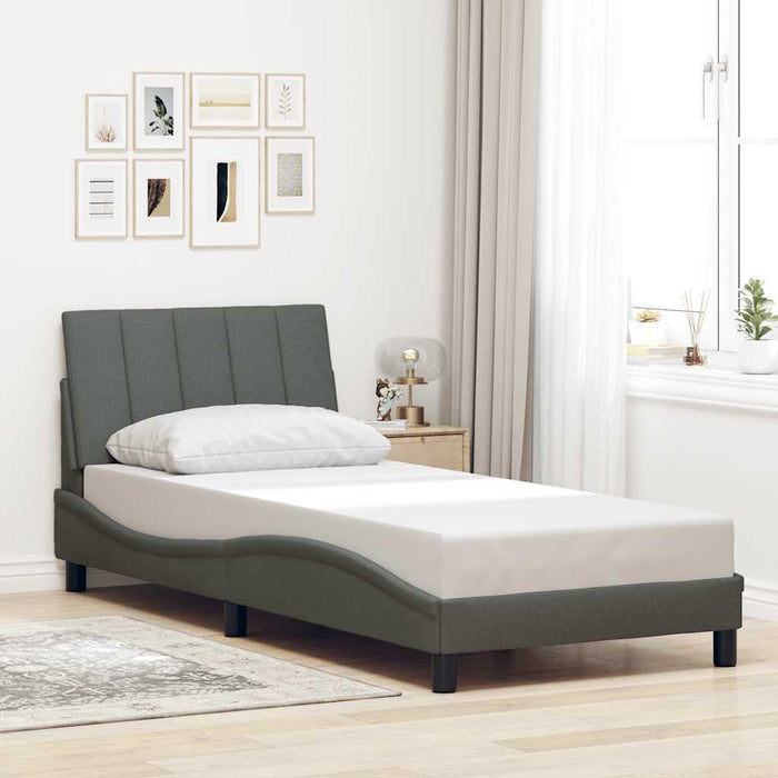 Cadru de pat fără saltea, Hanko, gri închis, 90x190 cm, textil - WALTI WALTI