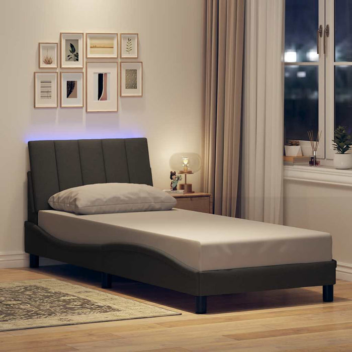 Cadru de pat fără saltea, Hanko, gri închis, 90x200 cm, textil - WALTI WALTI