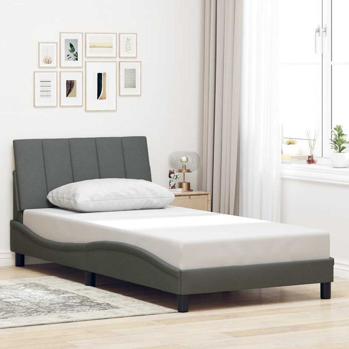 Cadru de pat fără saltea, Hanko, gri închis, 100x200 cm, textil - WALTI WALTI