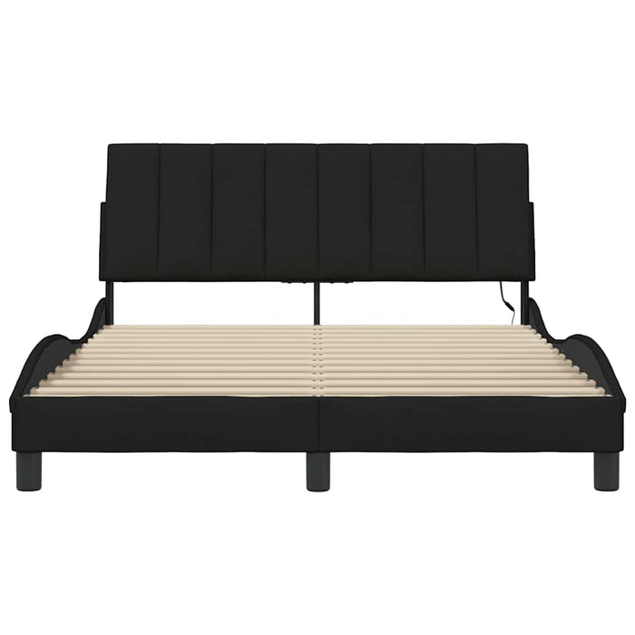 Cadru de pat fără saltea, Hanko, negru, 140x190 cm, textil - WALTI WALTI