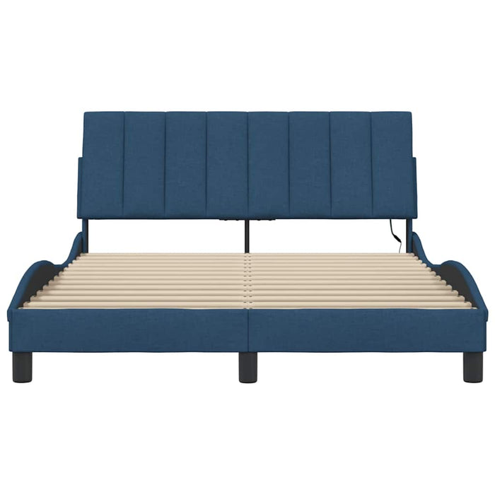 Cadru de pat fără saltea, Hanko, albastru, 140x190 cm, textil - WALTI WALTI
