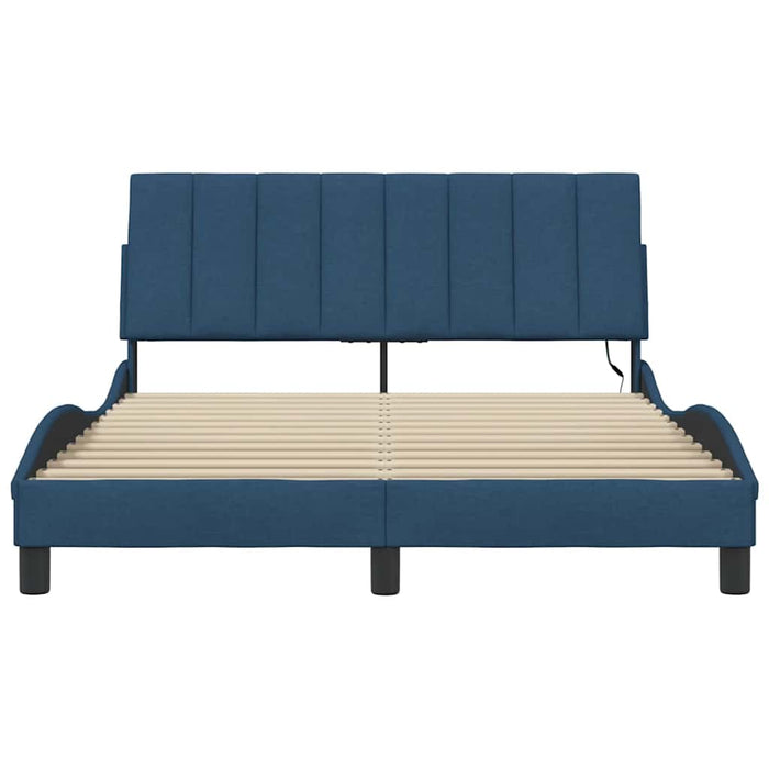 Cadru de pat fără saltea, Hanko, albastru, 140x200 cm, textil - WALTI WALTI