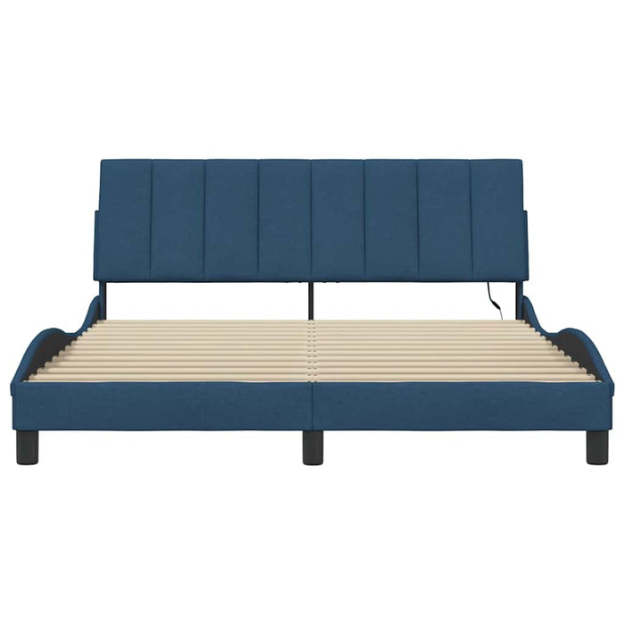 Cadru de pat fără saltea, Hanko, albastru, 160x200 cm, textil - WALTI WALTI