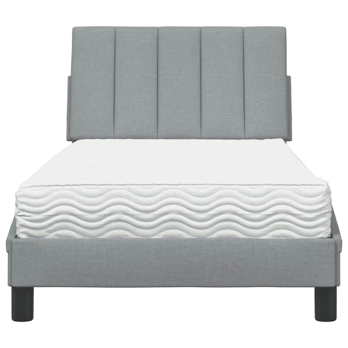 Pat cu saltea, Hanko, gri deschis, 80x200 cm, textil - WALTI WALTI