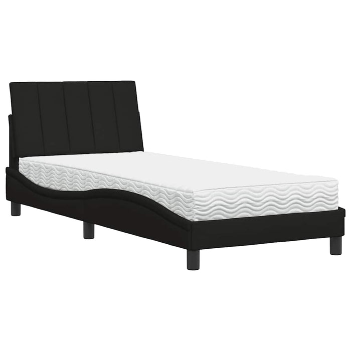 Pat cu saltea, Hanko, negru, 80x200 cm, textil WALTI
