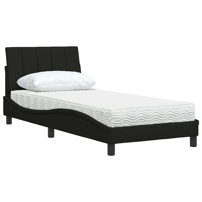 Pat cu saltea, Hanko, negru, 80x200 cm, textil WALTI
