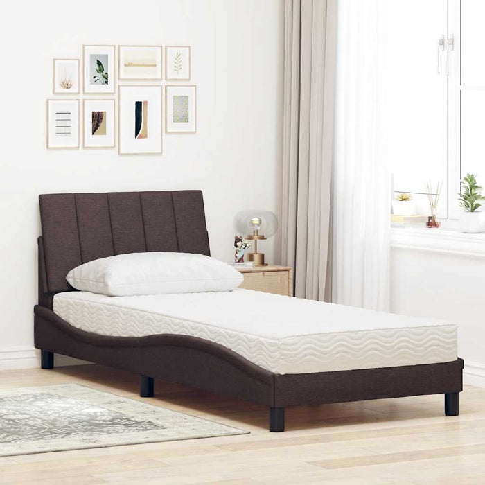 Pat cu saltea, Hanko, maro închis, 80x200 cm, material textil - WALTI WALTI