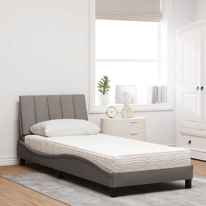 Pat cu saltea, Hanko, gri taupe, 80x200 cm, textil - WALTI WALTI