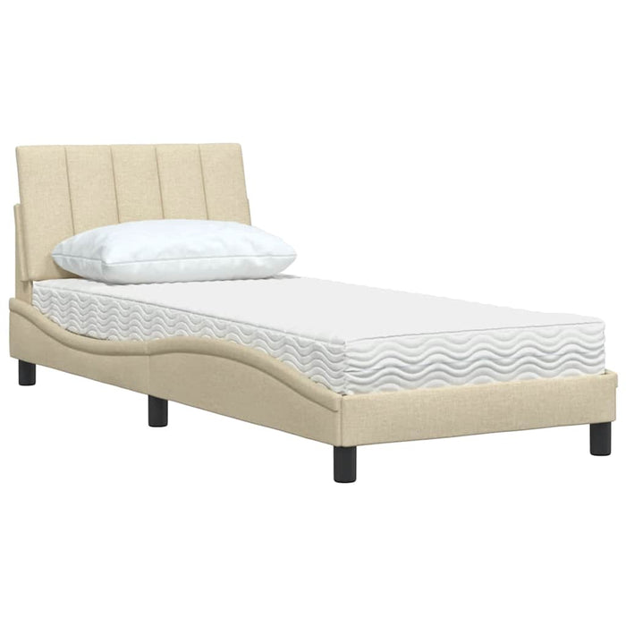 Pat cu saltea, Hanko, crem, 80x200 cm, textil WALTI