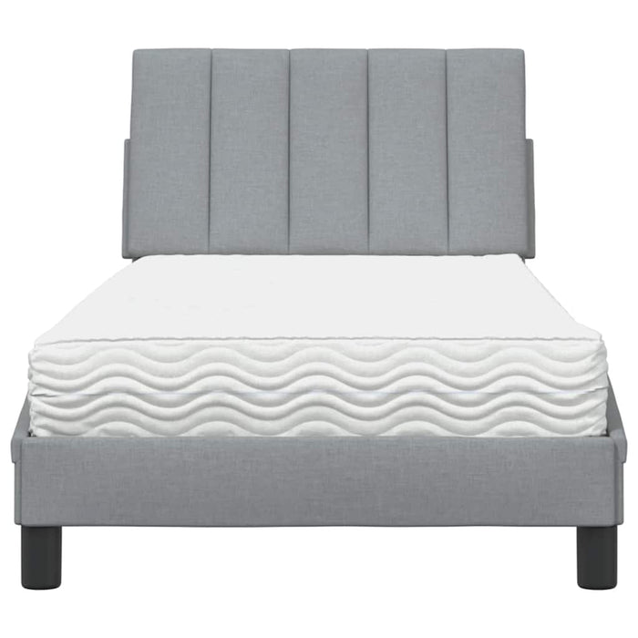 Pat cu saltea, Hanko, gri deschis, 90x190 cm, textil - WALTI WALTI