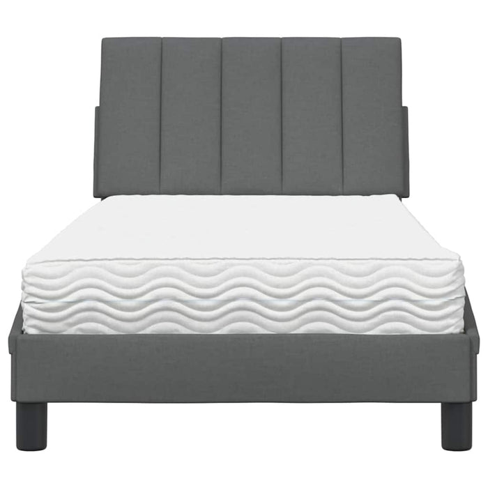 Pat cu saltea, Hanko, gri închis, 90x190 cm, textil WALTI