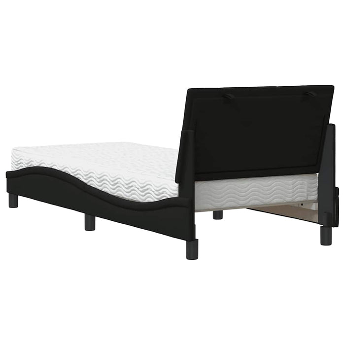 Pat cu saltea, Hanko, negru, 90x190 cm, textil WALTI