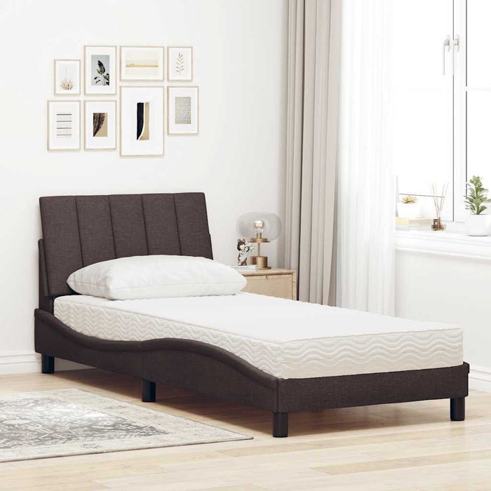 Pat cu saltea, Hanko, maro închis, 90x190 cm, textil - WALTI WALTI