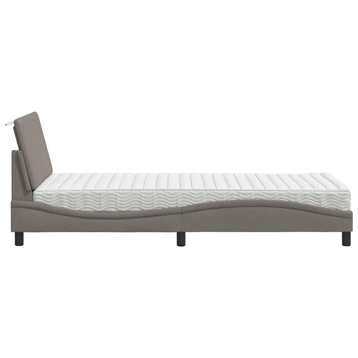 Pat cu saltea, Hanko, gri taupe, 90x190 cm, textil - WALTI WALTI