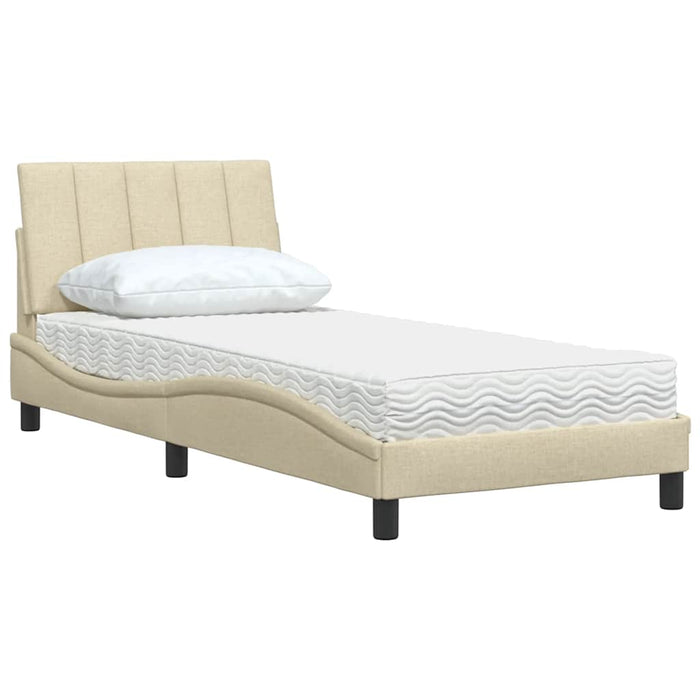 Pat cu saltea, Hanko, crem, 90x190 cm, textil WALTI