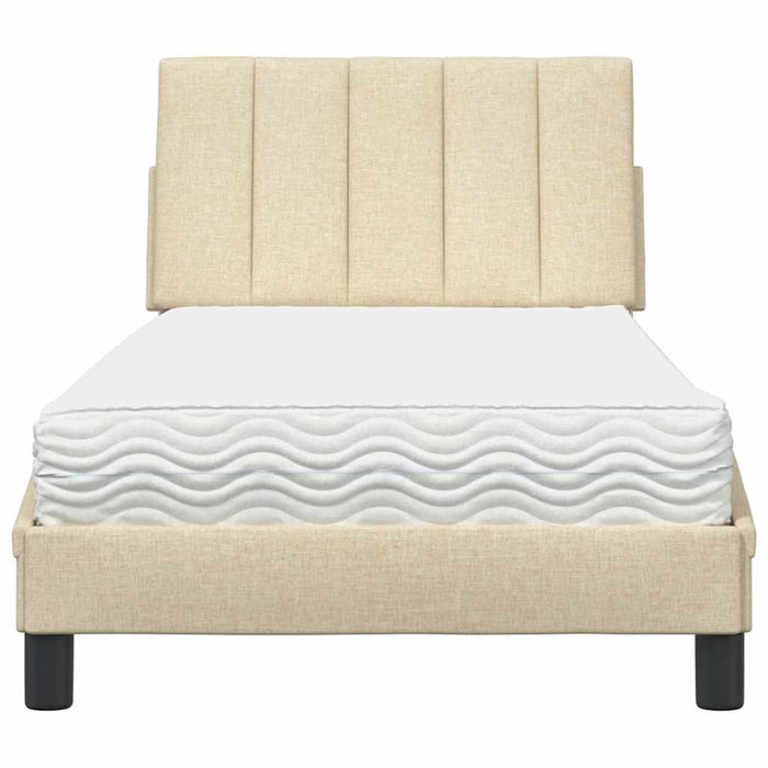 Pat cu saltea, Hanko, crem, 90x190 cm, textil WALTI