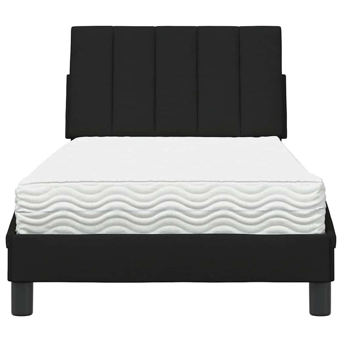 Pat cu saltea, Hanko, negru, 90x200 cm, textil WALTI
