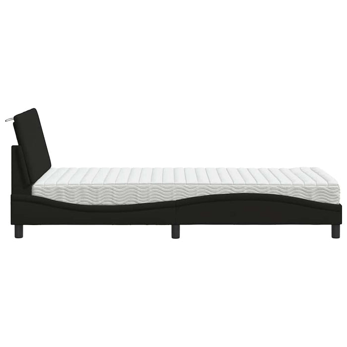 Pat cu saltea, Hanko, negru, 90x200 cm, textil WALTI