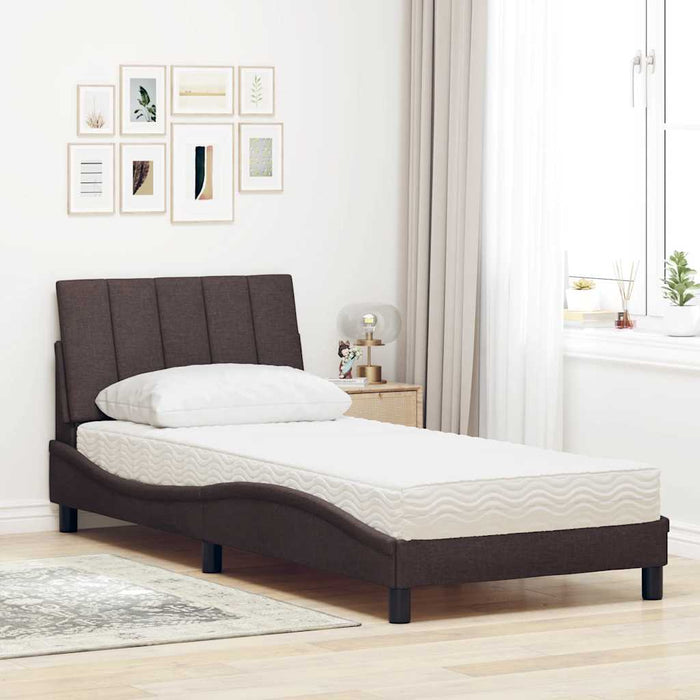 Pat cu saltea, Hanko, maro închis, 90x200 cm, textil WALTI