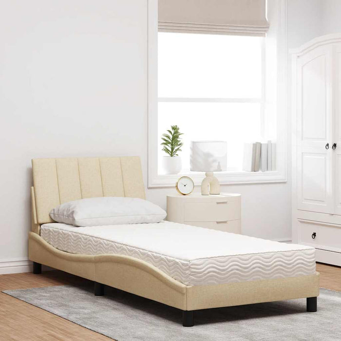 Pat cu saltea, Hanko, crem, 90x200 cm, textil WALTI