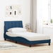 Pat cu saltea, Hanko, albastru, 90x200 cm, textil - WALTI WALTI