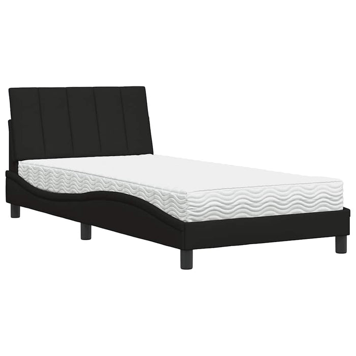 Pat cu saltea, Hanko, negru, 100x200 cm, textil WALTI