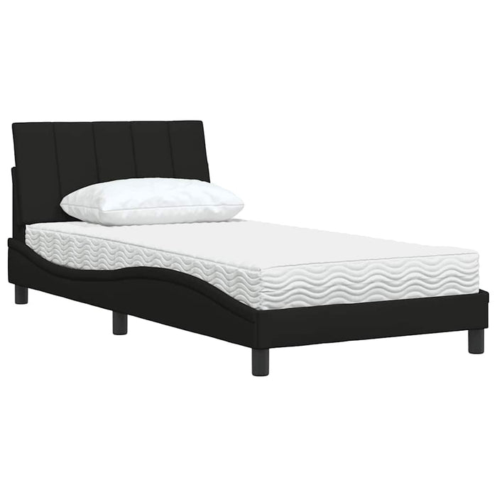 Pat cu saltea, Hanko, negru, 100x200 cm, textil WALTI
