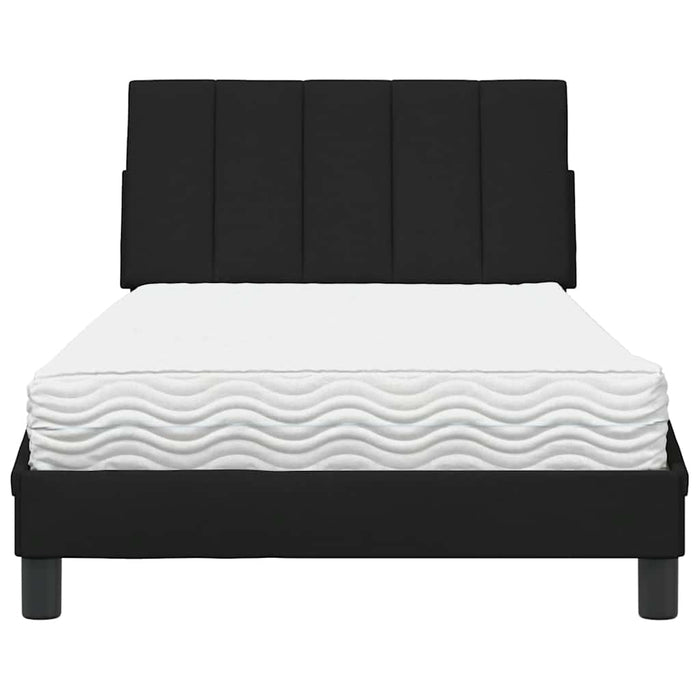 Pat cu saltea, Hanko, negru, 100x200 cm, textil WALTI