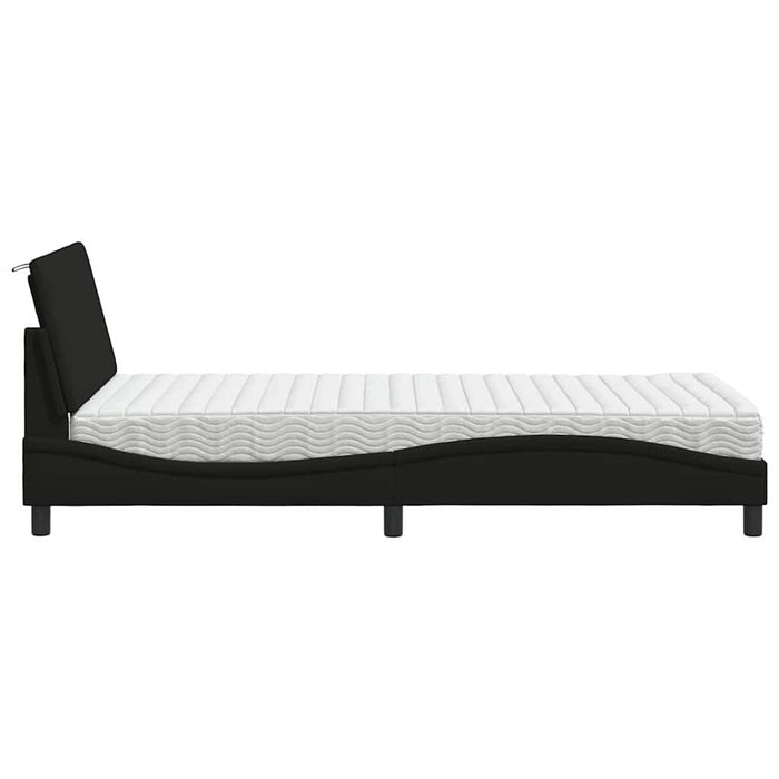 Pat cu saltea, Hanko, negru, 100x200 cm, textil WALTI