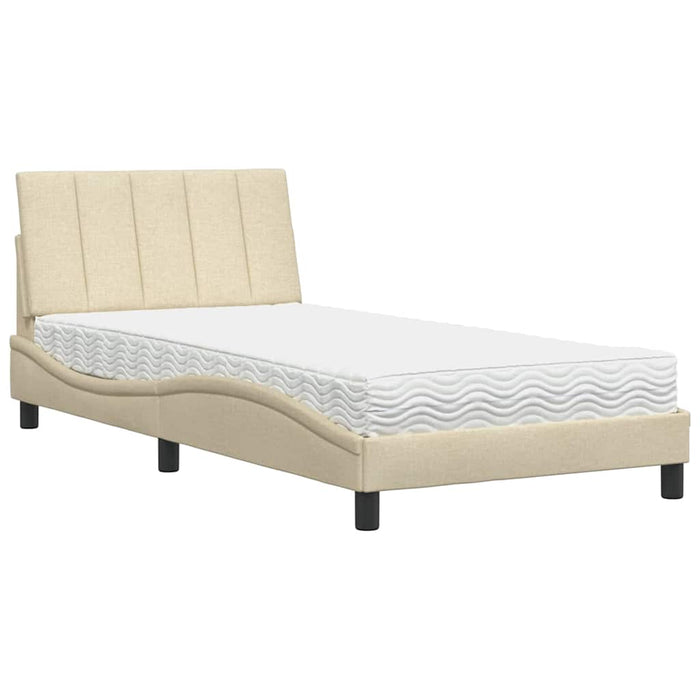 Pat cu saltea, Hanko, crem, 100x200 cm, textil WALTI