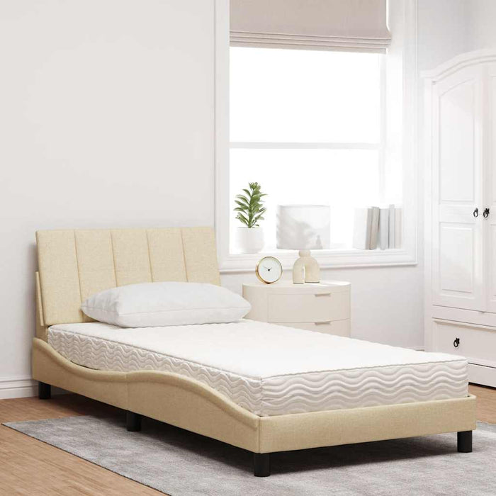 Pat cu saltea, Hanko, crem, 100x200 cm, textil WALTI