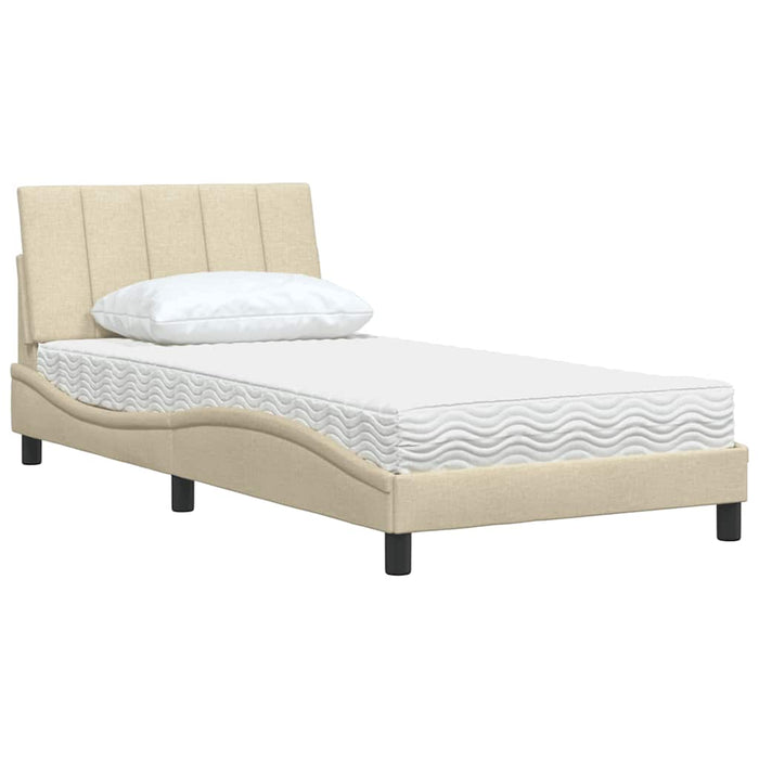 Pat cu saltea, Hanko, crem, 100x200 cm, textil WALTI