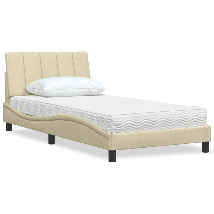 Pat cu saltea, Hanko, crem, 100x200 cm, textil WALTI