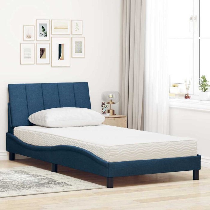 Pat cu saltea, Hanko, albastru, 100x200 cm, textil - WALTI WALTI