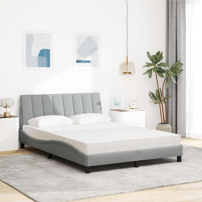 Pat cu saltea, Hanko, gri deschis, 120x200 cm, textil WALTI