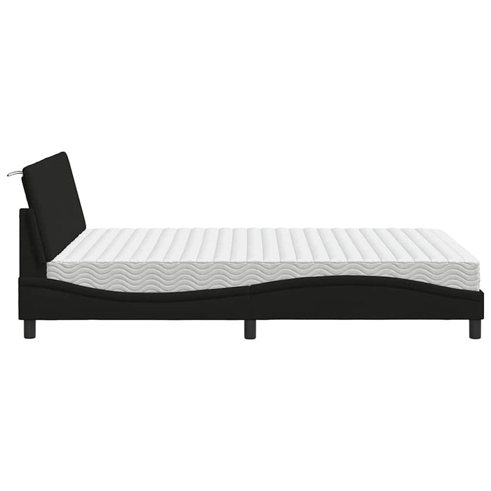 Pat cu saltea, Hanko, negru, 120x200 cm, textil - WALTI WALTI