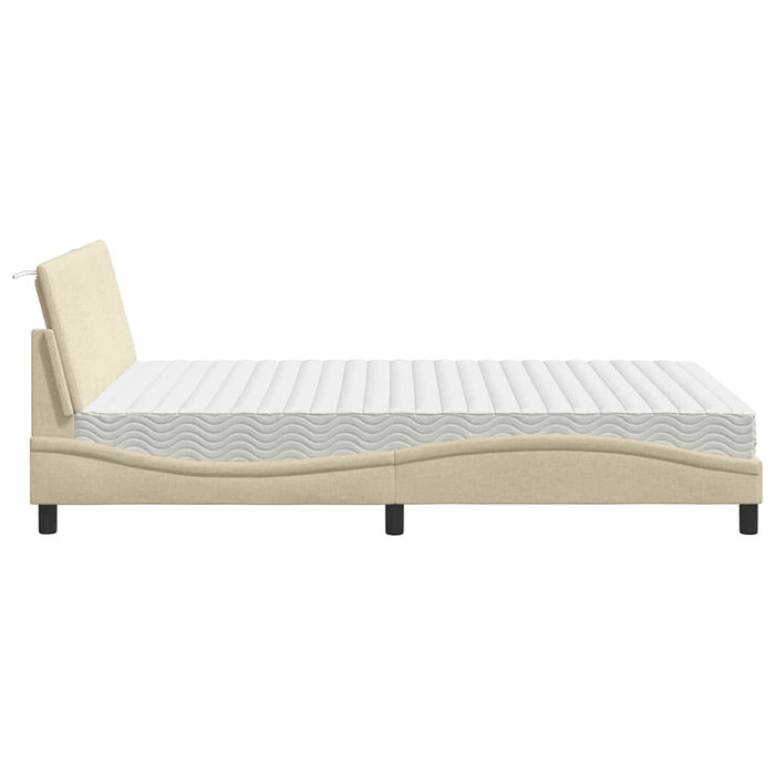 Pat cu saltea, Hanko, crem, 120x200 cm, textil - WALTI WALTI