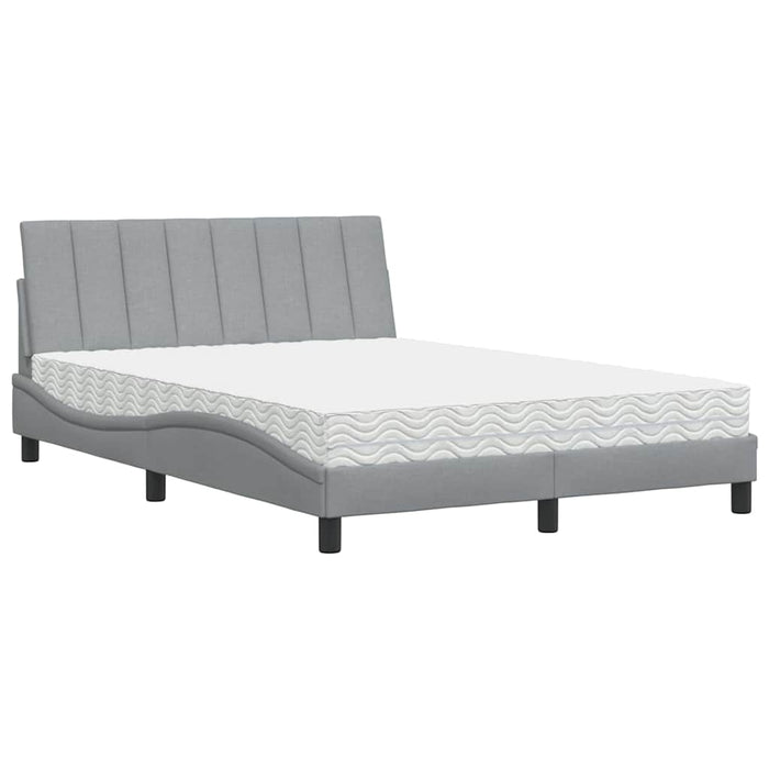 Pat cu saltea, Hanko, gri deschis, 140x190 cm, textil WALTI