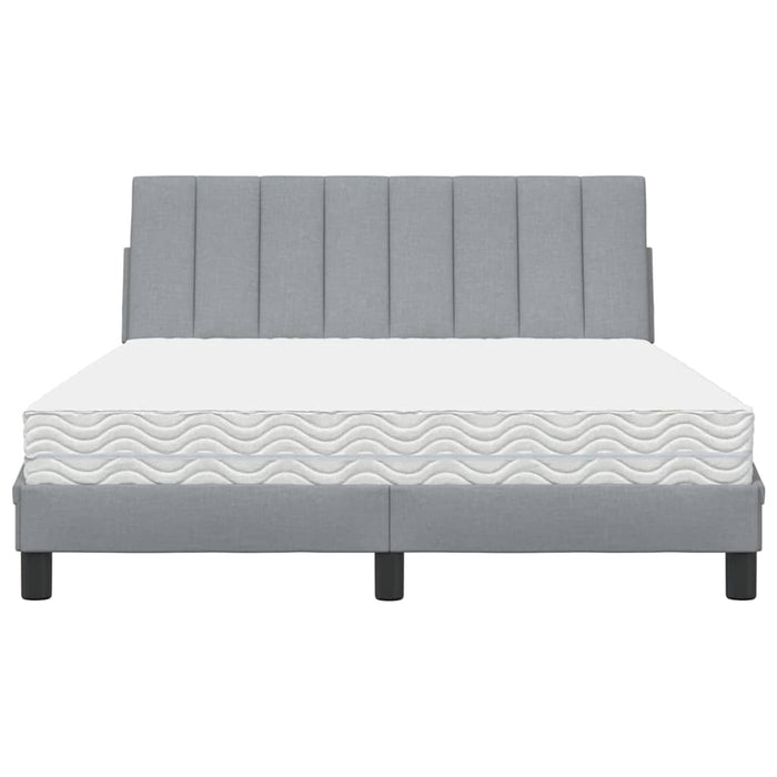 Pat cu saltea, Hanko, gri deschis, 140x190 cm, textil WALTI