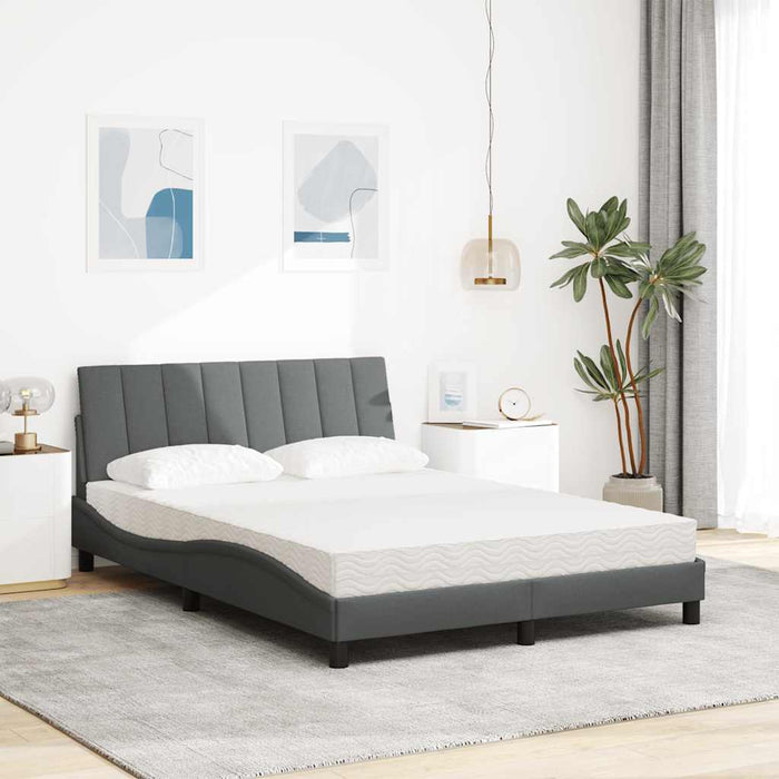 Pat cu saltea, Hanko, gri închis, 140x190 cm, textil WALTI