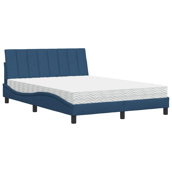 Pat cu saltea, Hanko, albastru, 140x200 cm, textil - WALTI WALTI