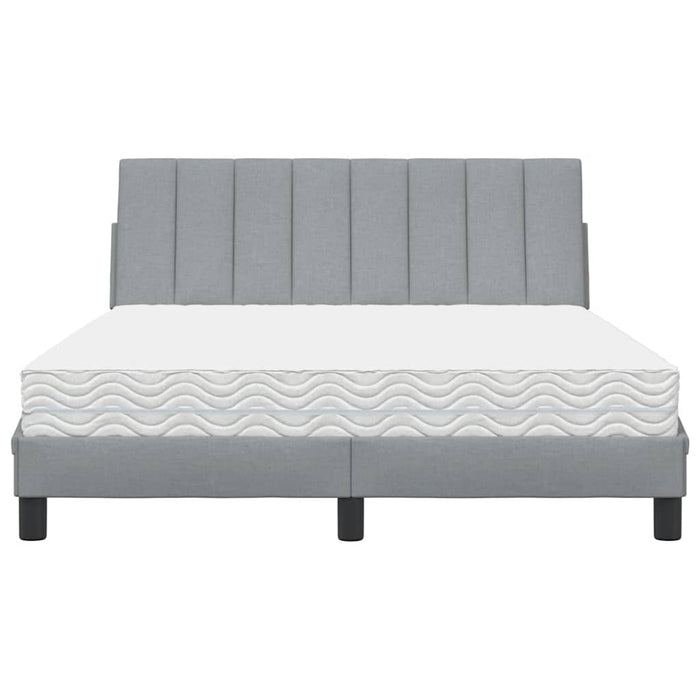 Pat cu saltea, Hanko, gri deschis, 140x200 cm, material textil WALTI