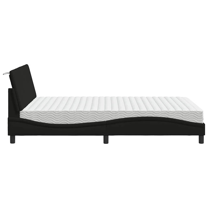Pat cu saltea, Hanko, negru, 140x200 cm, textil - WALTI WALTI