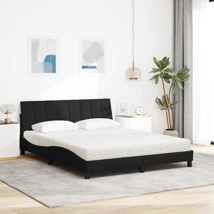 Pat cu saltea, Hanko, negru, 160x200 cm, textil - WALTI WALTI