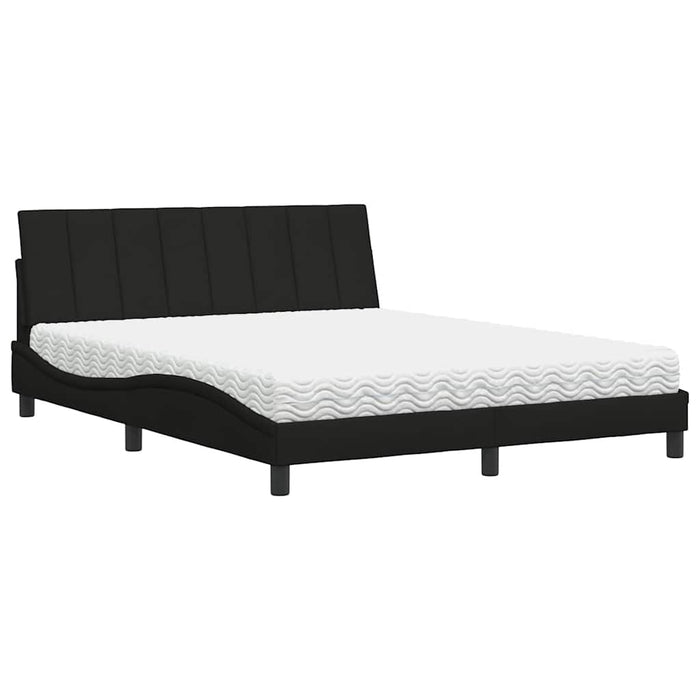 Pat cu saltea, Hanko, negru, 160x200 cm, textil - WALTI WALTI