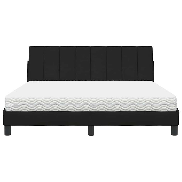 Pat cu saltea, Hanko, negru, 160x200 cm, textil - WALTI WALTI