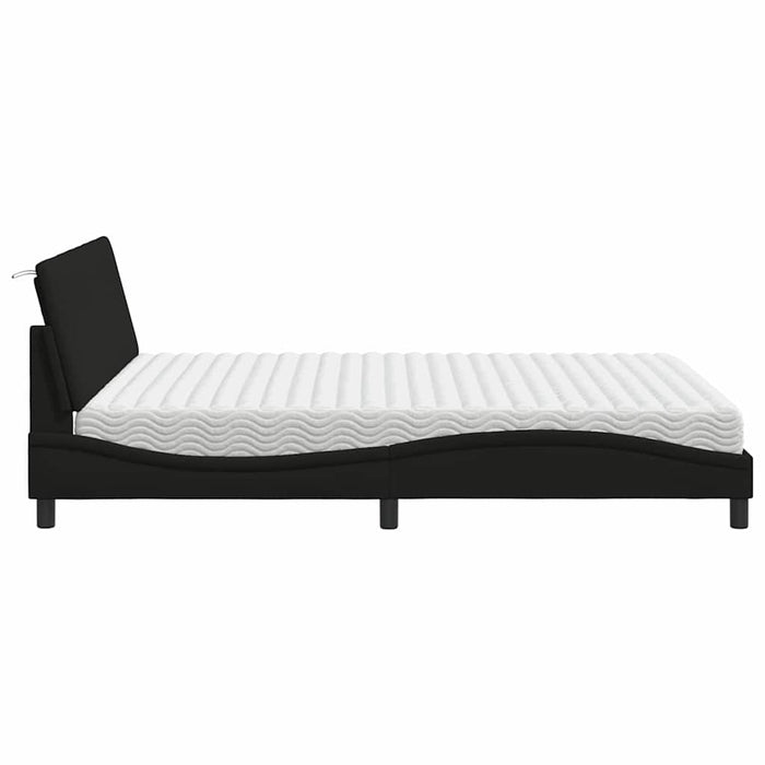 Pat cu saltea, Hanko, negru, 160x200 cm, textil - WALTI WALTI