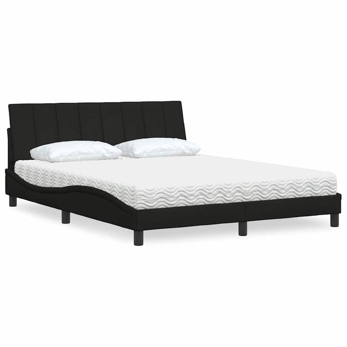 Pat cu saltea, Hanko, negru, 160x200 cm, textil - WALTI WALTI