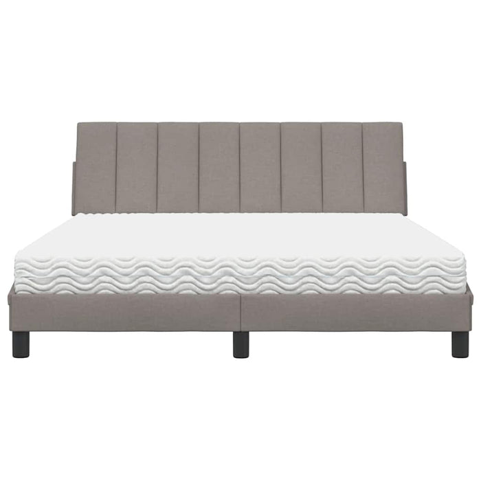 Pat cu saltea, Hanko, gri taupe, 160x200 cm material textil WALTI