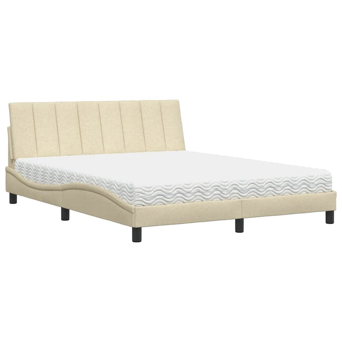 Pat cu saltea, Hanko, crem, 160x200 cm, material textil - WALTI WALTI
